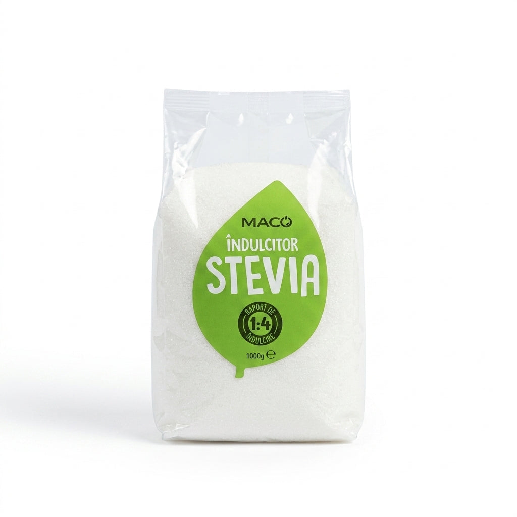 Îndulcitor Stevia Maco 1kg — Raport 1:4, 0 Calorii, 100% Natural